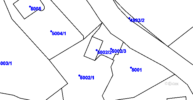 Parcela st. 5002/2 v KÚ Chomutov I, Katastrální mapa