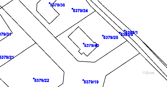 Parcela st. 5379/40 v KÚ Chomutov I, Katastrální mapa