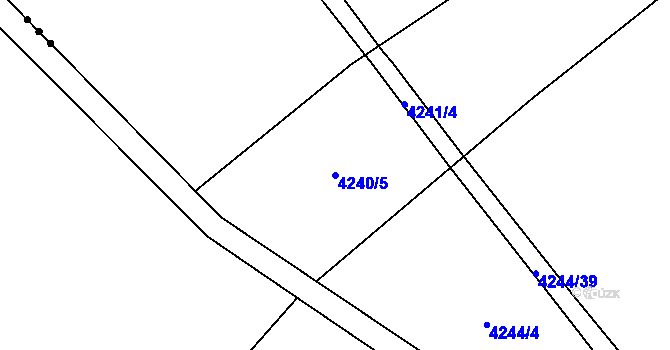 Parcela st. 4240/5 v KÚ Chomutov I, Katastrální mapa