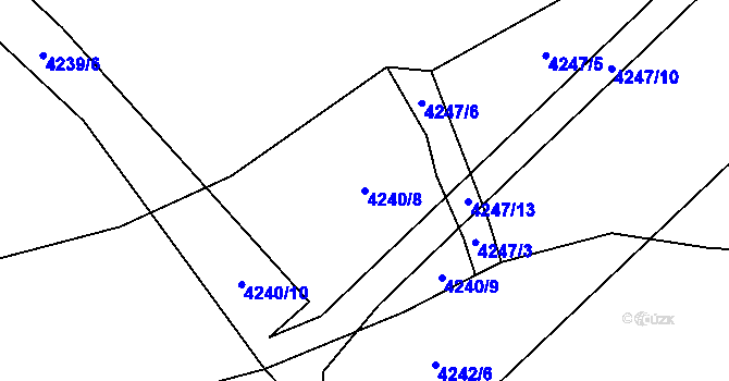 Parcela st. 4240/8 v KÚ Chomutov I, Katastrální mapa