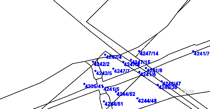 Parcela st. 4242/4 v KÚ Chomutov I, Katastrální mapa