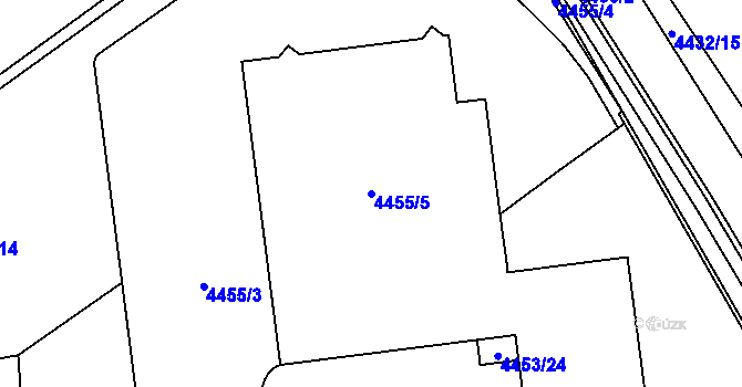 Parcela st. 4455/5 v KÚ Chomutov I, Katastrální mapa