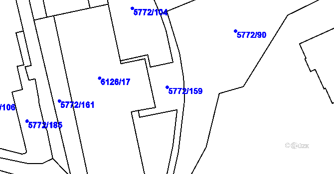 Parcela st. 5772/159 v KÚ Chomutov I, Katastrální mapa