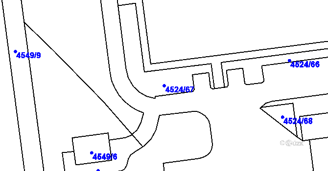 Parcela st. 4524/67 v KÚ Chomutov I, Katastrální mapa