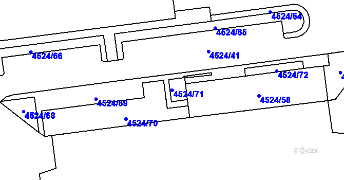 Parcela st. 4524/71 v KÚ Chomutov I, Katastrální mapa