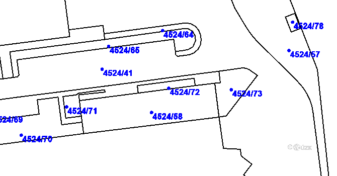 Parcela st. 4524/72 v KÚ Chomutov I, Katastrální mapa