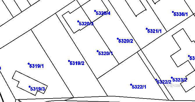 Parcela st. 5320/1 v KÚ Chomutov I, Katastrální mapa