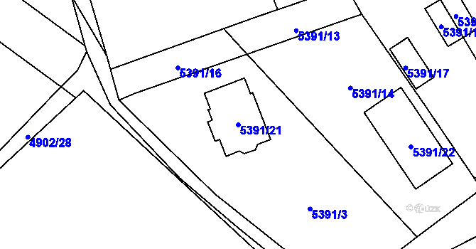 Parcela st. 5391/21 v KÚ Chomutov I, Katastrální mapa