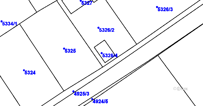 Parcela st. 5326/4 v KÚ Chomutov I, Katastrální mapa