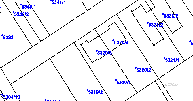 Parcela st. 5320/3 v KÚ Chomutov I, Katastrální mapa