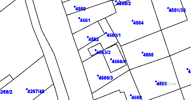 Parcela st. 4563/2 v KÚ Chomutov I, Katastrální mapa