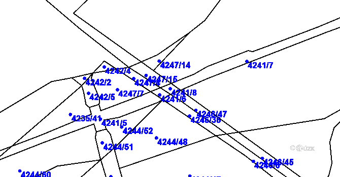 Parcela st. 4241/8 v KÚ Chomutov I, Katastrální mapa