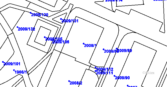 Parcela st. 2008/1 v KÚ Chomutov I, Katastrální mapa