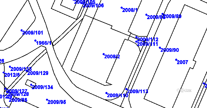 Parcela st. 2008/2 v KÚ Chomutov I, Katastrální mapa