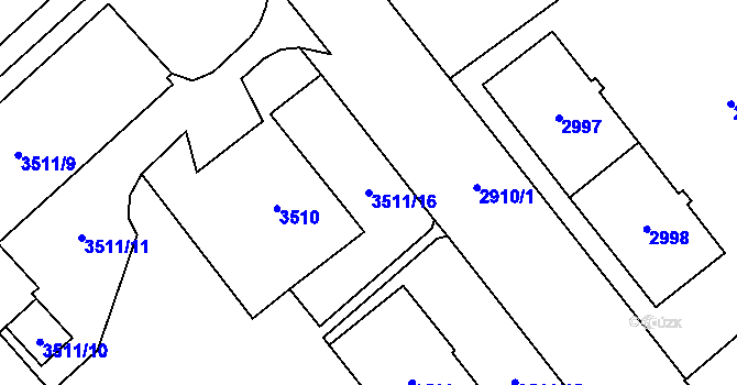 Parcela st. 3511/16 v KÚ Chomutov I, Katastrální mapa