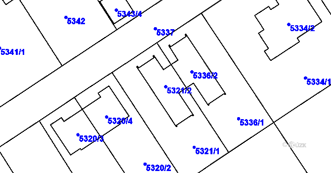 Parcela st. 5321/2 v KÚ Chomutov I, Katastrální mapa