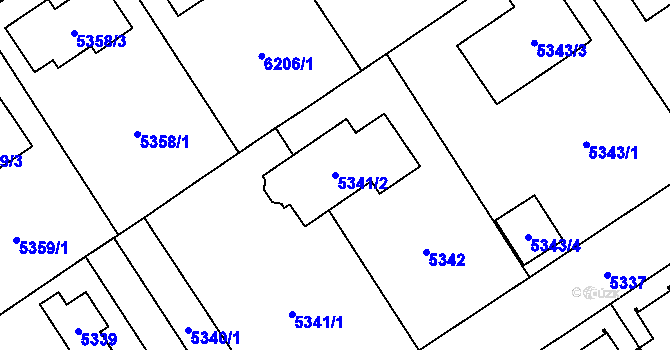 Parcela st. 5341/2 v KÚ Chomutov I, Katastrální mapa