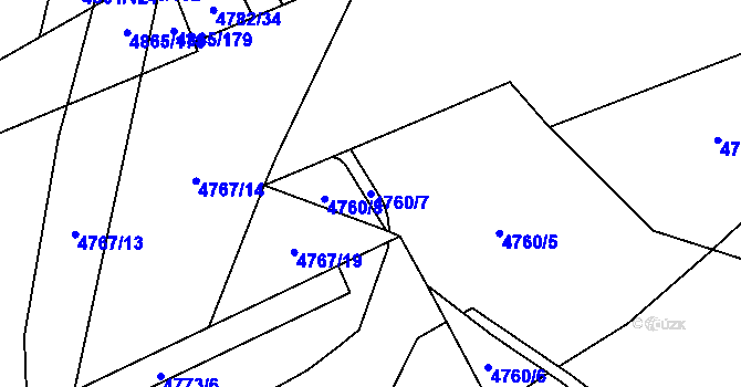 Parcela st. 4760/7 v KÚ Chomutov I, Katastrální mapa