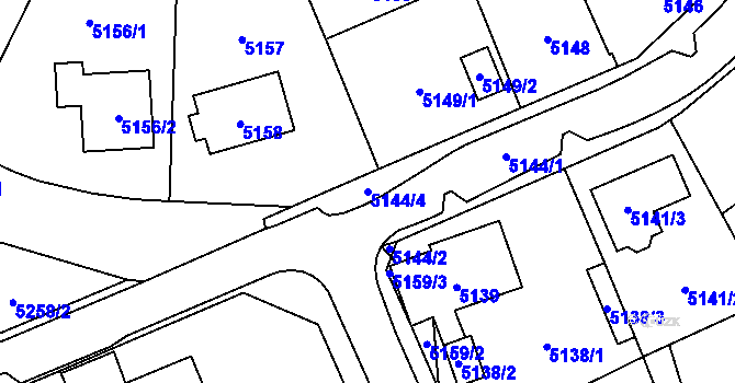Parcela st. 5144/4 v KÚ Chomutov I, Katastrální mapa