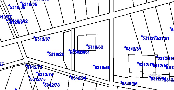 Parcela st. 5310/62 v KÚ Chomutov I, Katastrální mapa
