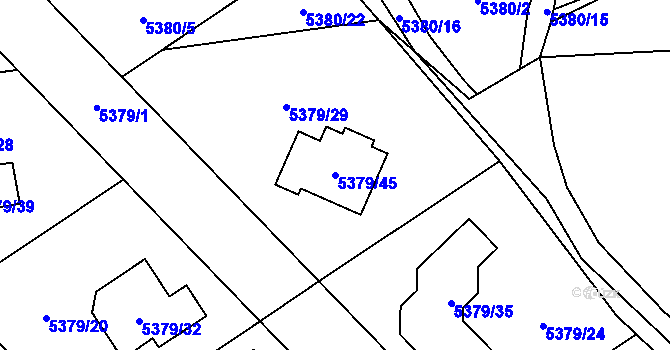 Parcela st. 5379/45 v KÚ Chomutov I, Katastrální mapa