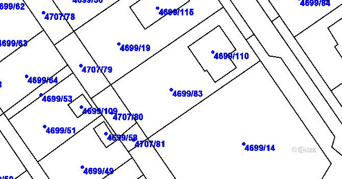 Parcela st. 4699/83 v KÚ Chomutov I, Katastrální mapa