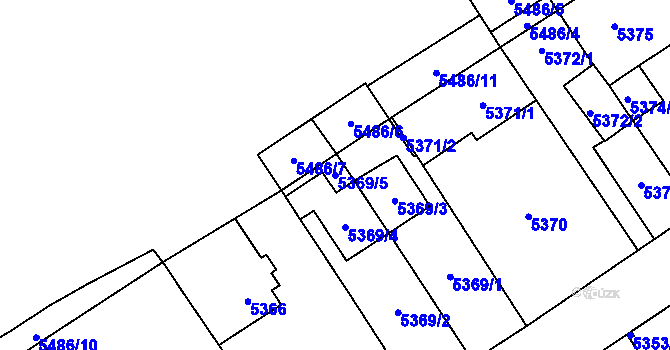 Parcela st. 5369/5 v KÚ Chomutov I, Katastrální mapa