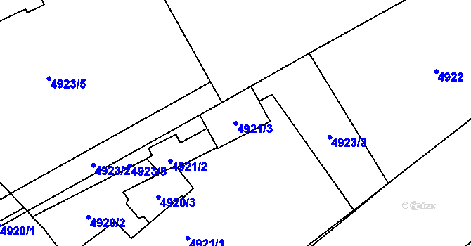 Parcela st. 4921/3 v KÚ Chomutov I, Katastrální mapa