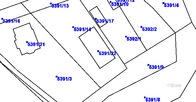 Parcela st. 5391/22 v KÚ Chomutov I, Katastrální mapa