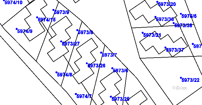 Parcela st. 5973/7 v KÚ Chomutov I, Katastrální mapa