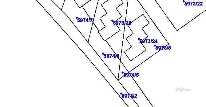 Parcela st. 5974/6 v KÚ Chomutov I, Katastrální mapa