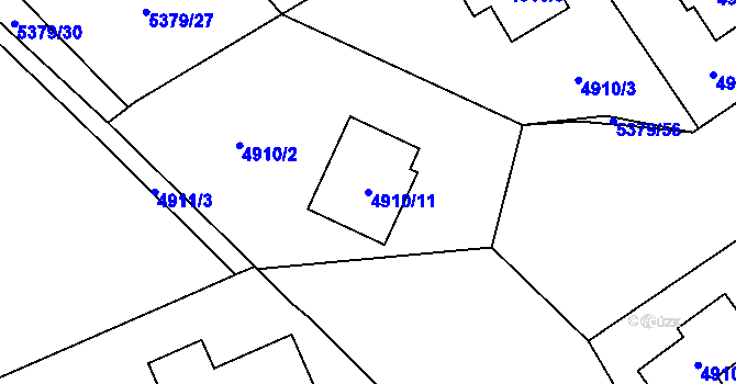 Parcela st. 4910/11 v KÚ Chomutov I, Katastrální mapa