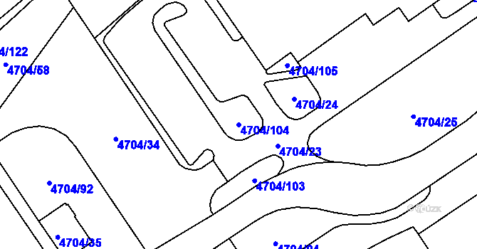 Parcela st. 4704/104 v KÚ Chomutov I, Katastrální mapa
