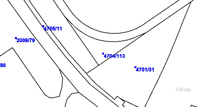 Parcela st. 4704/113 v KÚ Chomutov I, Katastrální mapa