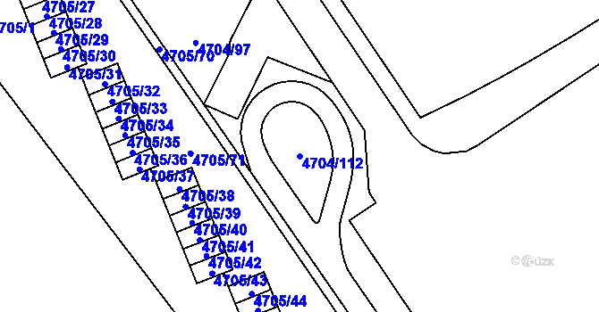 Parcela st. 4704/112 v KÚ Chomutov I, Katastrální mapa
