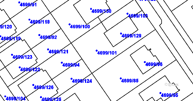 Parcela st. 4699/101 v KÚ Chomutov I, Katastrální mapa