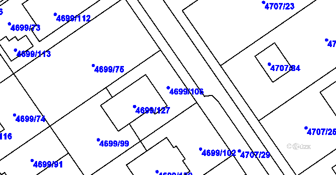 Parcela st. 4699/106 v KÚ Chomutov I, Katastrální mapa