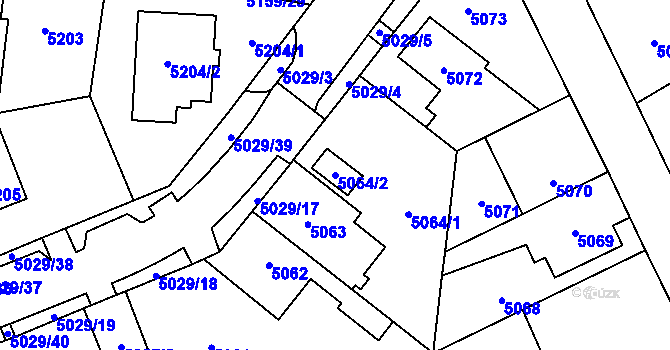 Parcela st. 5064/2 v KÚ Chomutov I, Katastrální mapa