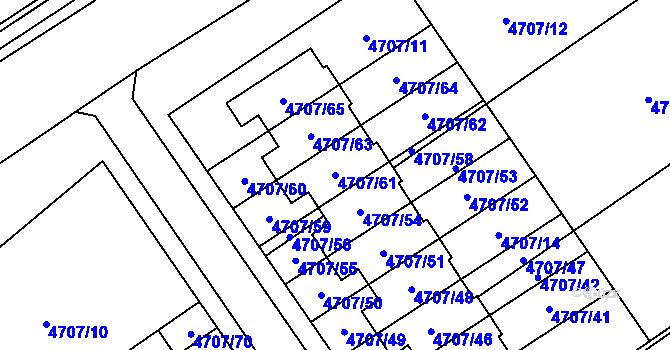 Parcela st. 4707/61 v KÚ Chomutov I, Katastrální mapa