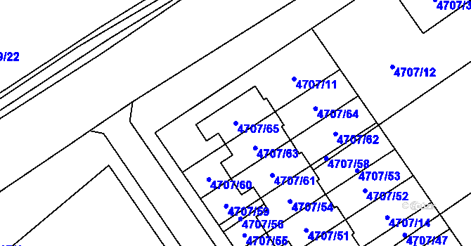 Parcela st. 4707/65 v KÚ Chomutov I, Katastrální mapa