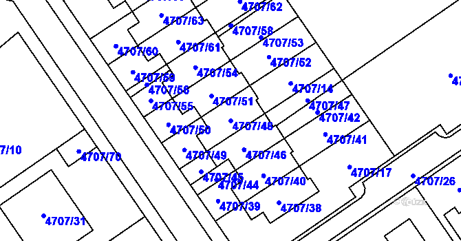 Parcela st. 4707/48 v KÚ Chomutov I, Katastrální mapa