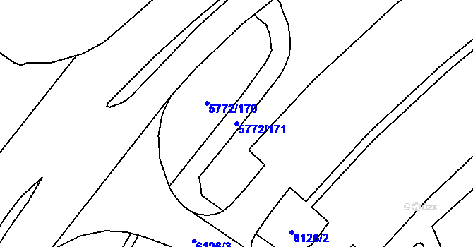 Parcela st. 5772/171 v KÚ Chomutov I, Katastrální mapa