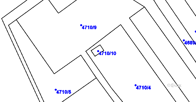 Parcela st. 4710/10 v KÚ Chomutov I, Katastrální mapa