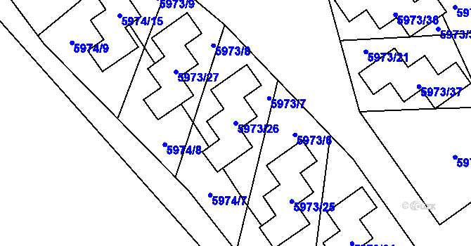Parcela st. 5973/26 v KÚ Chomutov I, Katastrální mapa