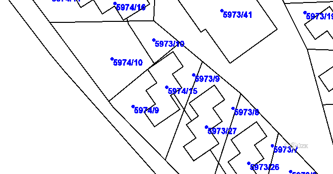 Parcela st. 5974/15 v KÚ Chomutov I, Katastrální mapa