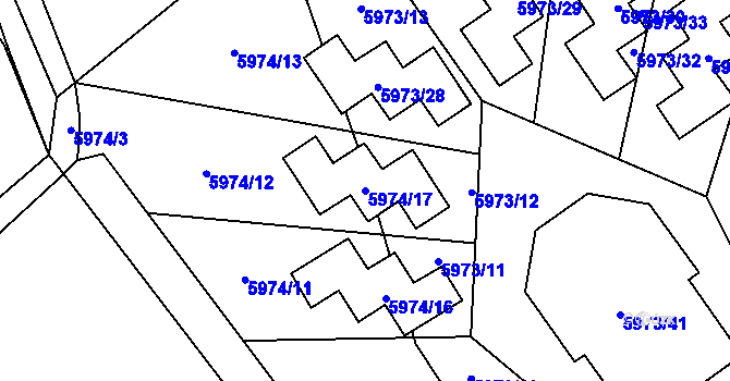 Parcela st. 5974/17 v KÚ Chomutov I, Katastrální mapa