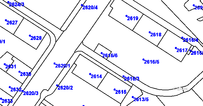 Parcela st. 2616/6 v KÚ Chomutov I, Katastrální mapa