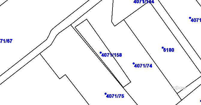 Parcela st. 4071/158 v KÚ Chomutov I, Katastrální mapa