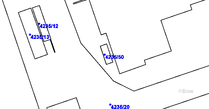 Parcela st. 4235/50 v KÚ Chomutov I, Katastrální mapa