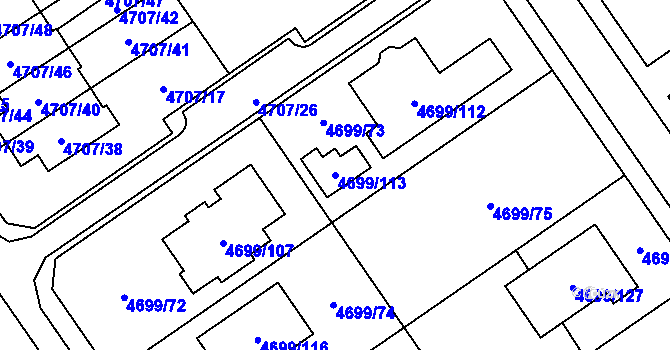Parcela st. 4699/113 v KÚ Chomutov I, Katastrální mapa